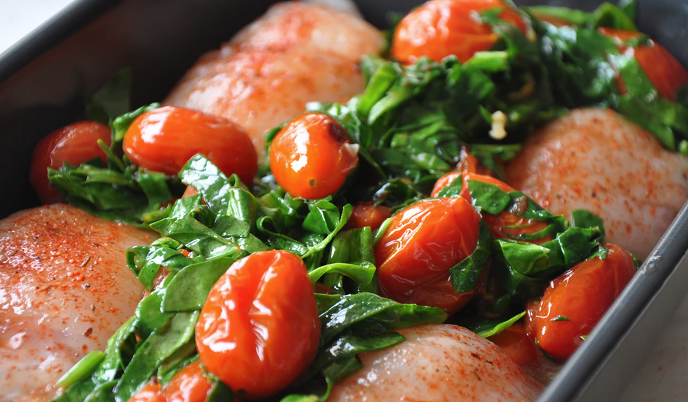 Flounder with Grape Tomatoes and Spinach