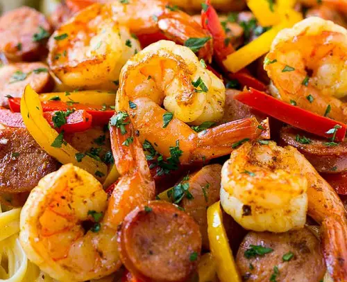 Garlic Shrimp with Spicy Sausage - everybodylovesitalian.com