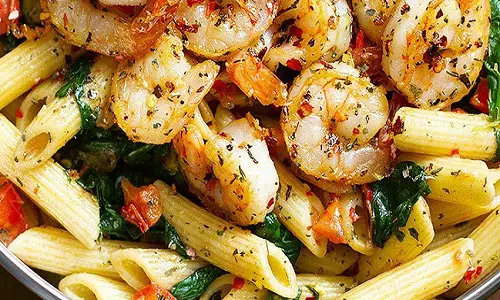 Shrimp with Spinach, Tomatoes and Penne - everybodylovesitalian.com